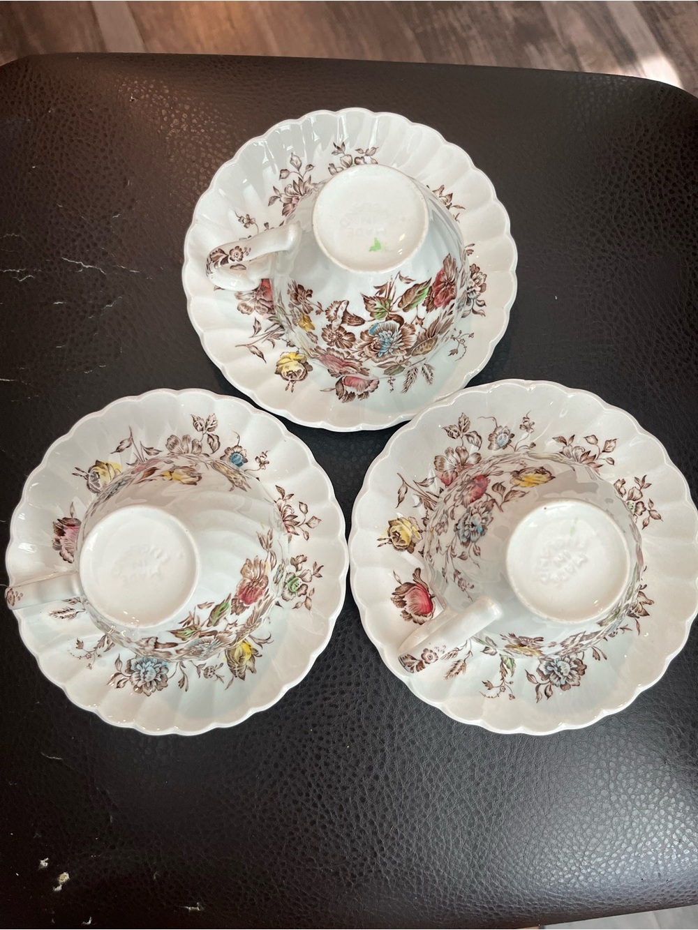 Set of 3 Vintage Staffordshire Bouquet By Johnson Brothers Cups And Saucer Set